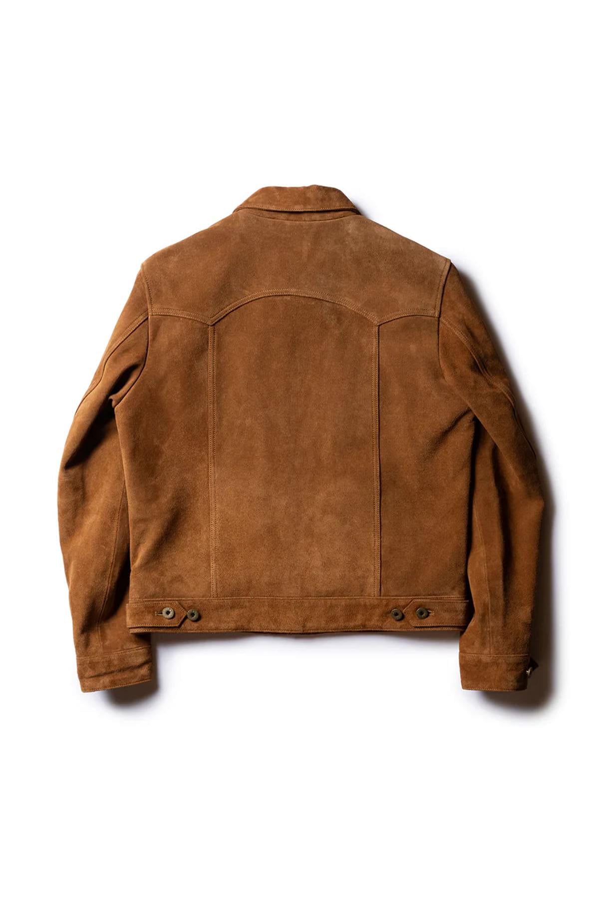 Western-style suede trucker jacket in tan - Image n°5
