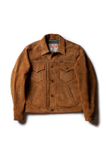 Western-style suede trucker jacket in tan - Image n°3
