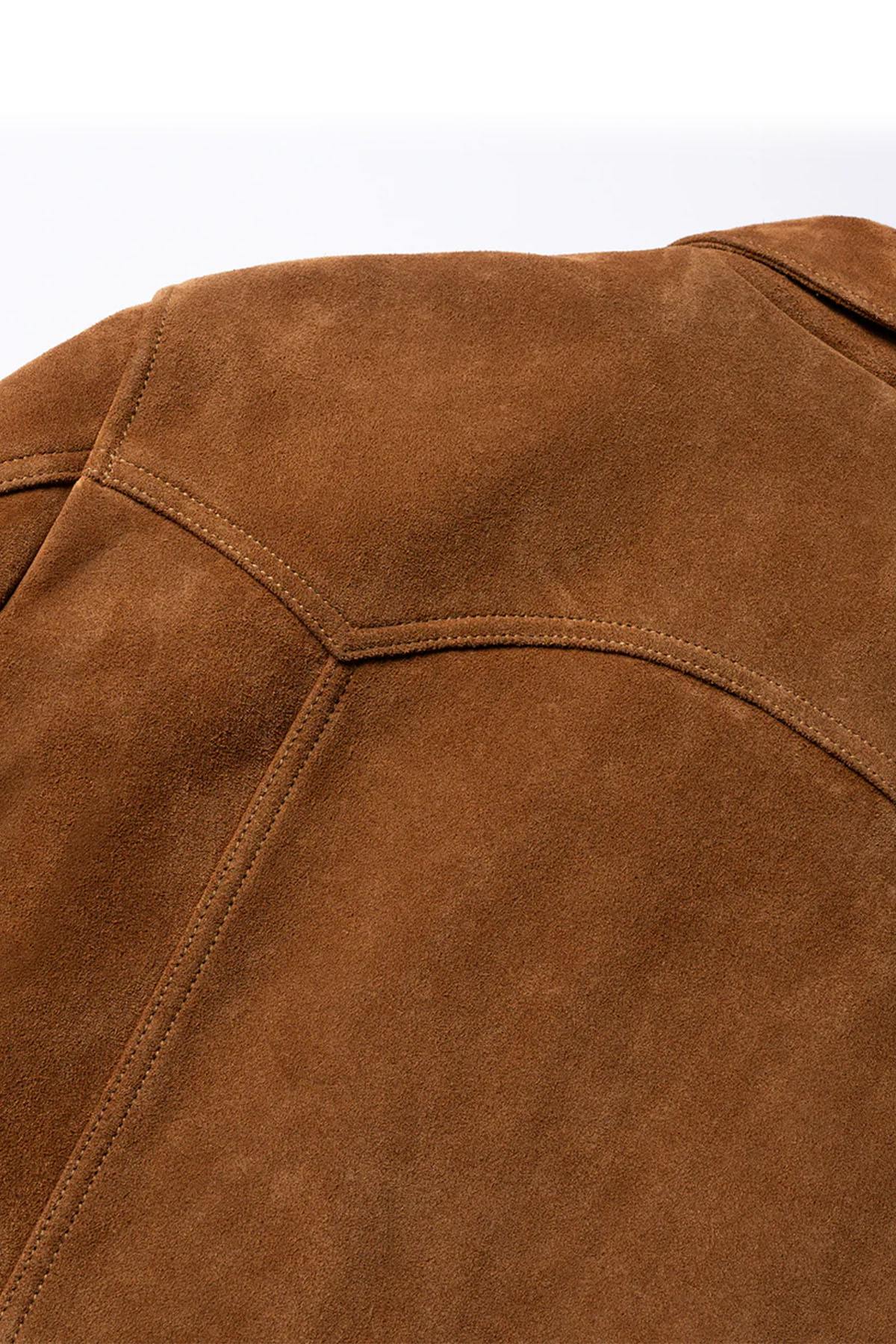 Western-style suede trucker jacket in tan - Image n°8