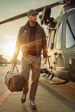 Patched and printed brown leather pilot jacket - Image n°2