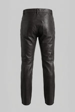 Men's brown cowhide leather trousers - Image n°2