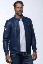 Alpine navy blue leather jacket - Image n°3