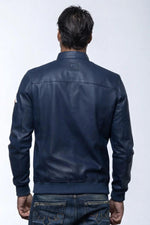 Alpine navy blue leather jacket - Image n°2
