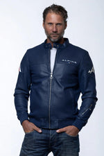 Alpine navy blue leather jacket - Image n°4