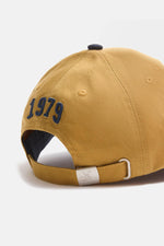 Ochre baseball cap, 100% cotton, with navy blue 3D embroidery - Image n°4