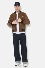 Elegant caramel-colored leather teddy jacket with embroidery - Image n°2