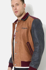Tricolor leather teddy jacket with embroidery - Image n°6