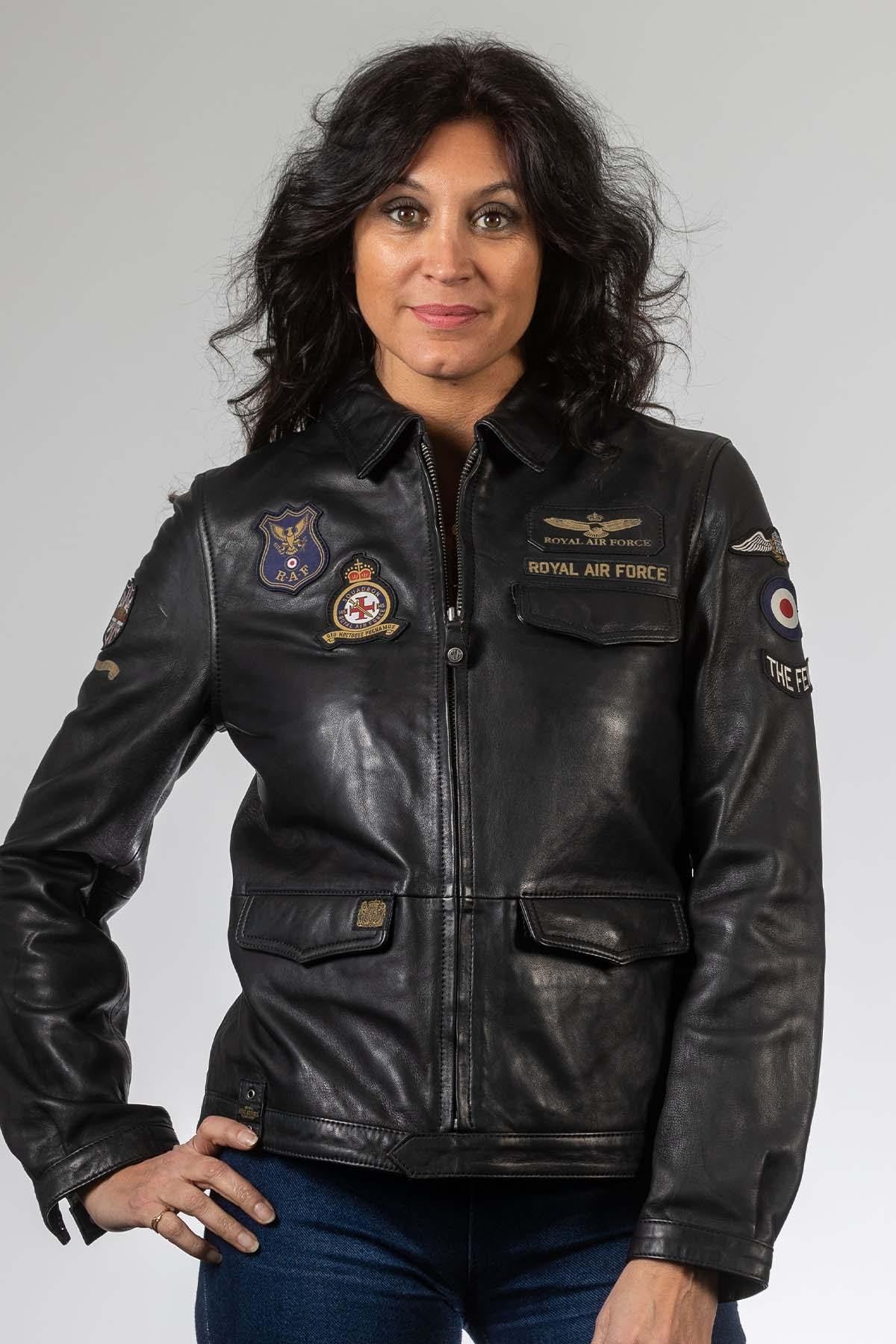 Women's Royal Air Force Leather Aviator Jacket - Image n°1