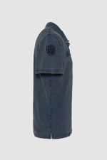 Navy blue army polo shirt with a faded effect - Image n°4