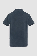 Navy blue army polo shirt with a faded effect - Image n°2