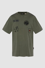 Army t-shirt with khaki badge, made of organic cotton - Image n°1