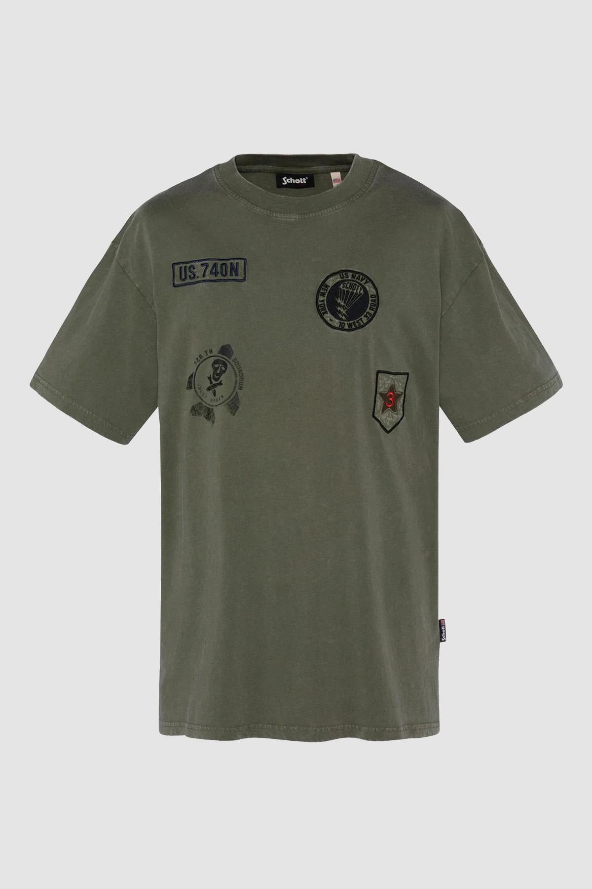 Army t-shirt with khaki badge, made of organic cotton - Image n°1