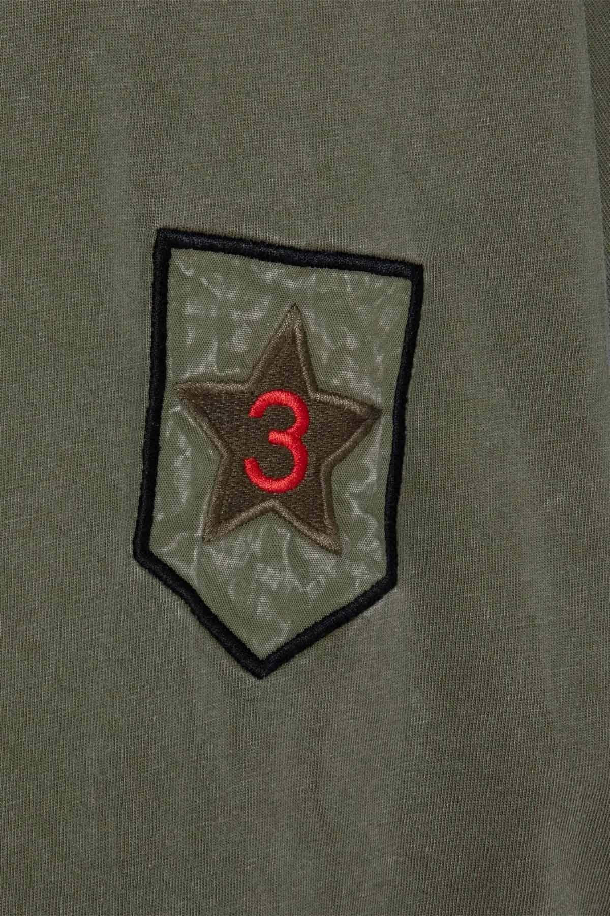 Army t-shirt with khaki badge, made of organic cotton - Image n°7