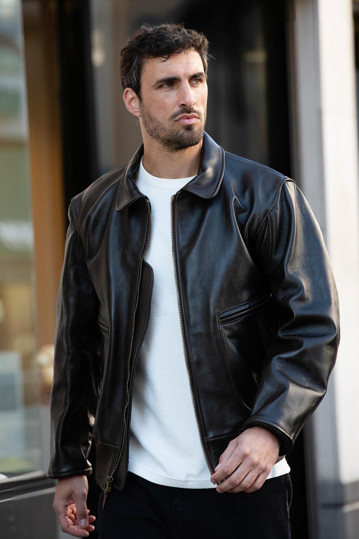 Vintage-style Mod Raiders leather aviator jacket - Image n°1