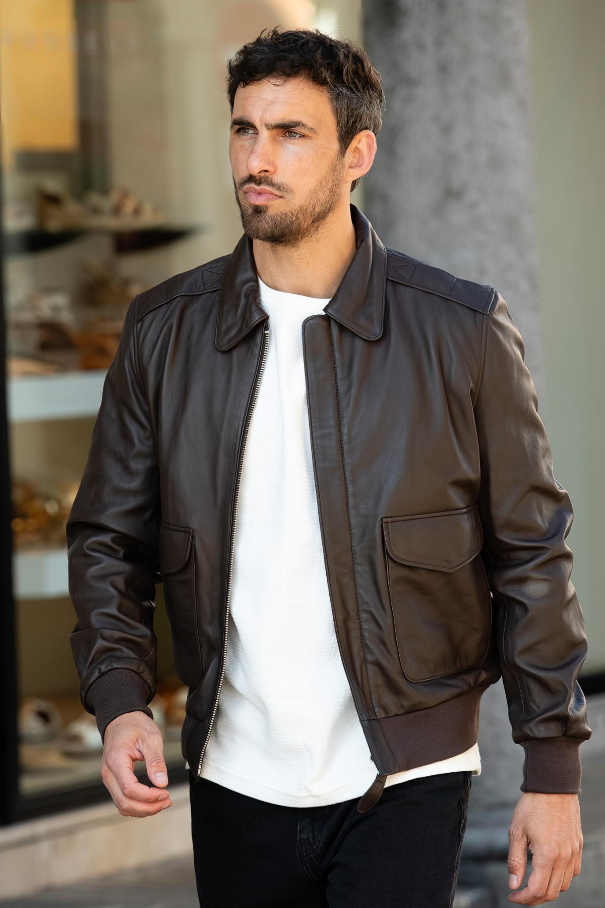 Classic brown pilot jacket - Image n°1