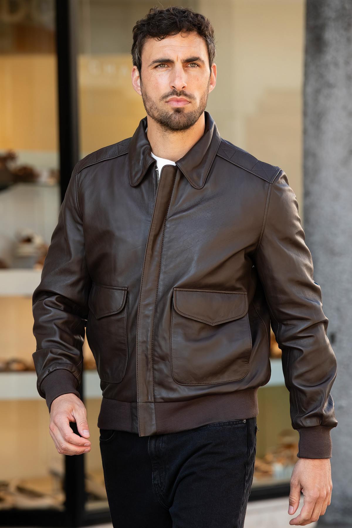 Classic brown pilot jacket - Image n°5