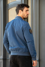 Ocean blue textile jacket with Patrouille de France patches - Image n°3