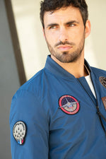Ocean blue textile jacket with Patrouille de France patches - Image n°2