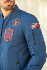 Ocean blue textile jacket with Patrouille de France patches - Image n°4