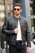 Schott's LCAIDAN BLACK: a lambskin biker jacket with minimalist lines. - Image n°1