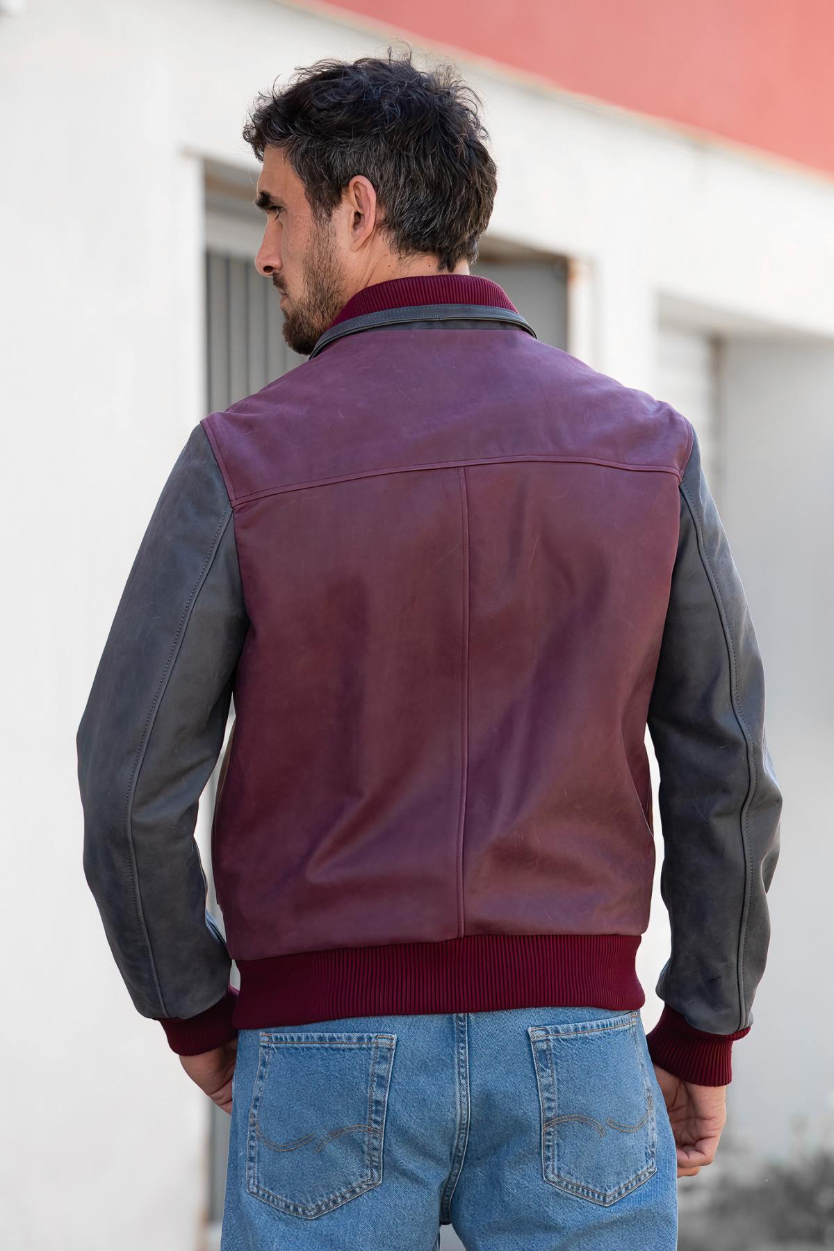 Tricolor leather teddy jacket with embroidery - Image n°3