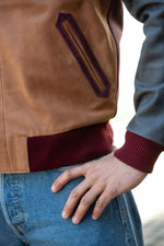 Tricolor leather teddy jacket with embroidery - Image n°5