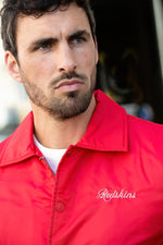 Bright red teddy jacket with embroidered shirt collar and Japanese inspiration - Image n°3
