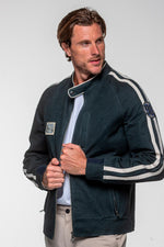 Shelby navy blue canvas jacket - Image n°1