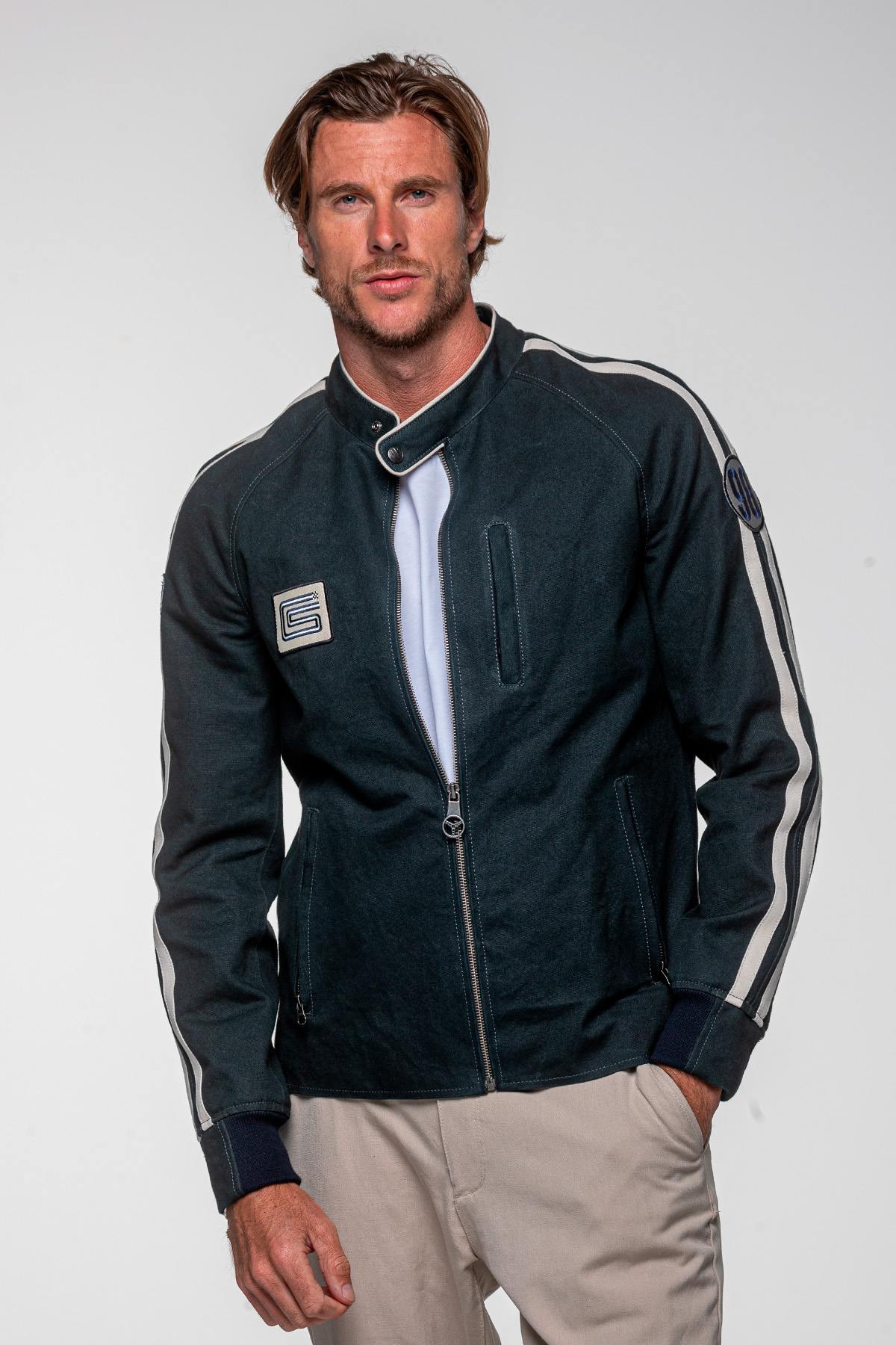 Shelby navy blue canvas jacket - Image n°3