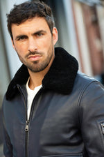 Cityzen's navy sheepskin jacket: slim fit, shearling-lined, timeless. - Image n°4