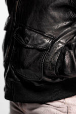 Black washed-lamb leather aviator with detachable shearling collar. - Image n°5
