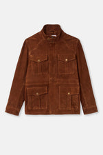 Cognac suede leather multi-pocket jacket - Image n°5