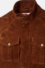 Cognac suede leather multi-pocket jacket - Image n°6