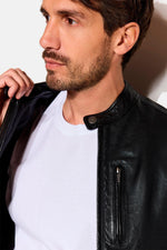 Washed lambskin leather biker jacket - Image n°3