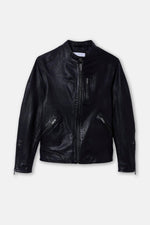 Washed lambskin leather biker jacket - Image n°7