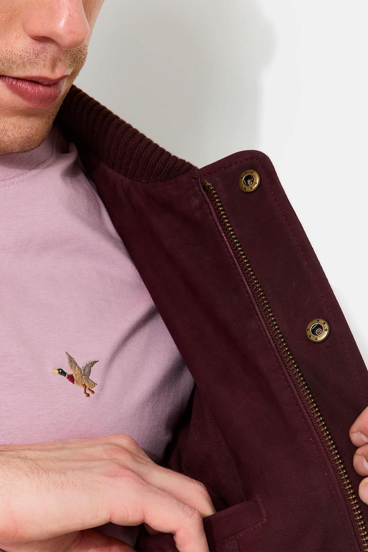 Teddy jacket in oiled nubuck, burgundy color - Image n°4
