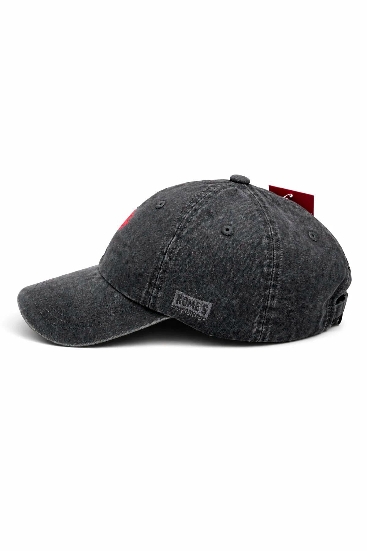 Grey cotton cap with flaming skull embroidery - Image n°2