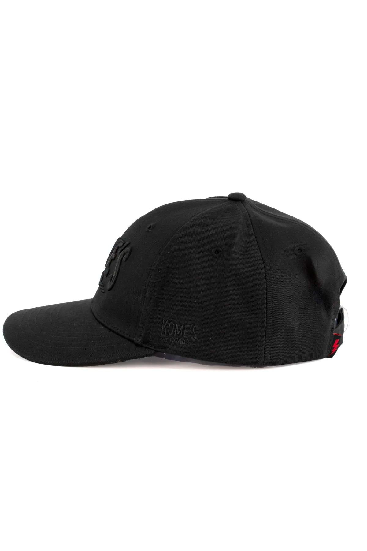 Black cap with black raised embroidery - Image n°3