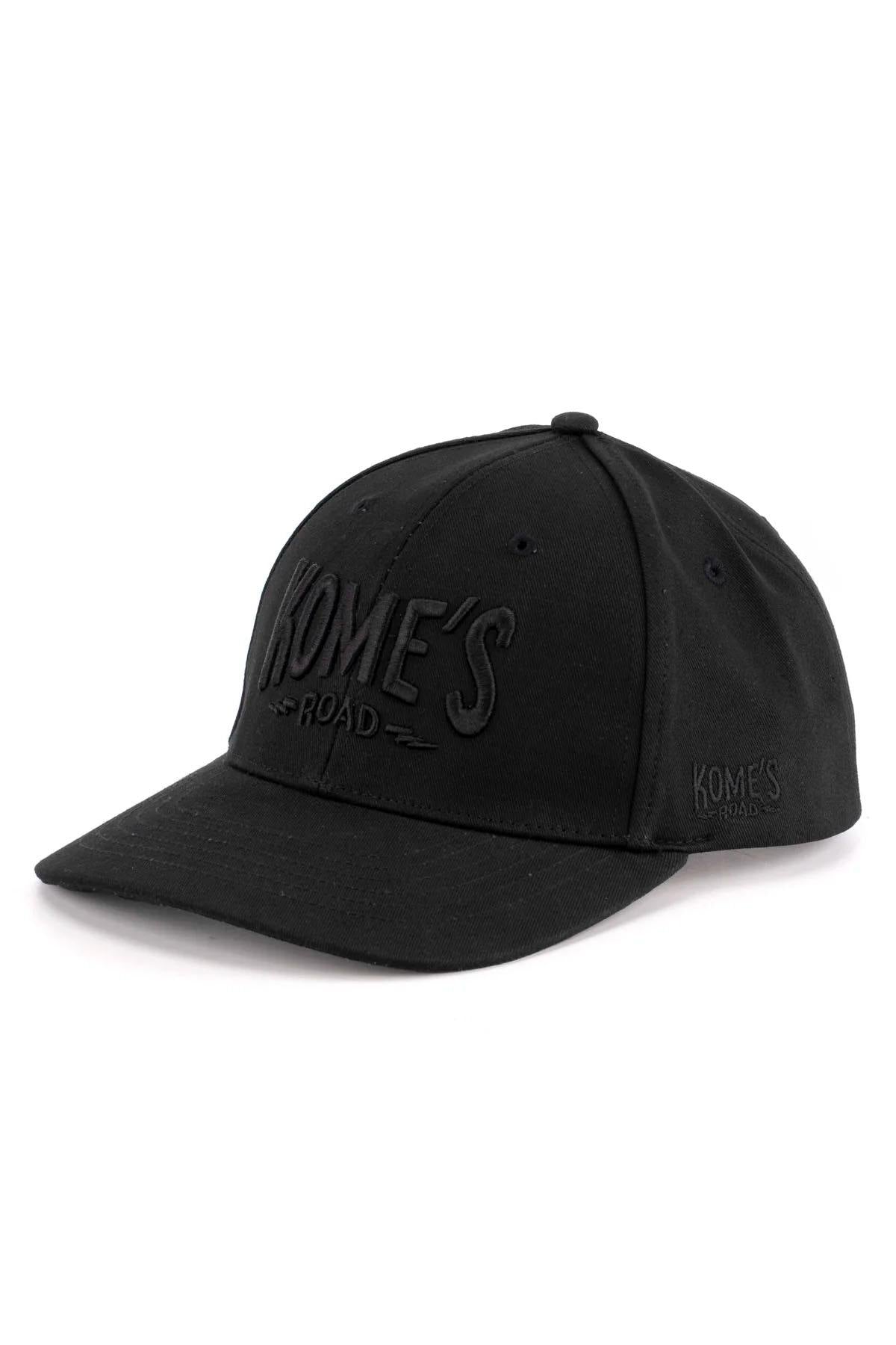 Black cap with black raised embroidery - Image n°1