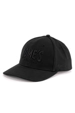 Black cap with black raised embroidery - Image n°1