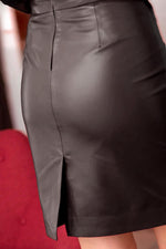 chic shiny brown leather skirt - Image n°3