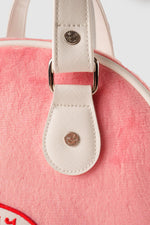 Pink and white handbag with faux fur patches - Image n°2