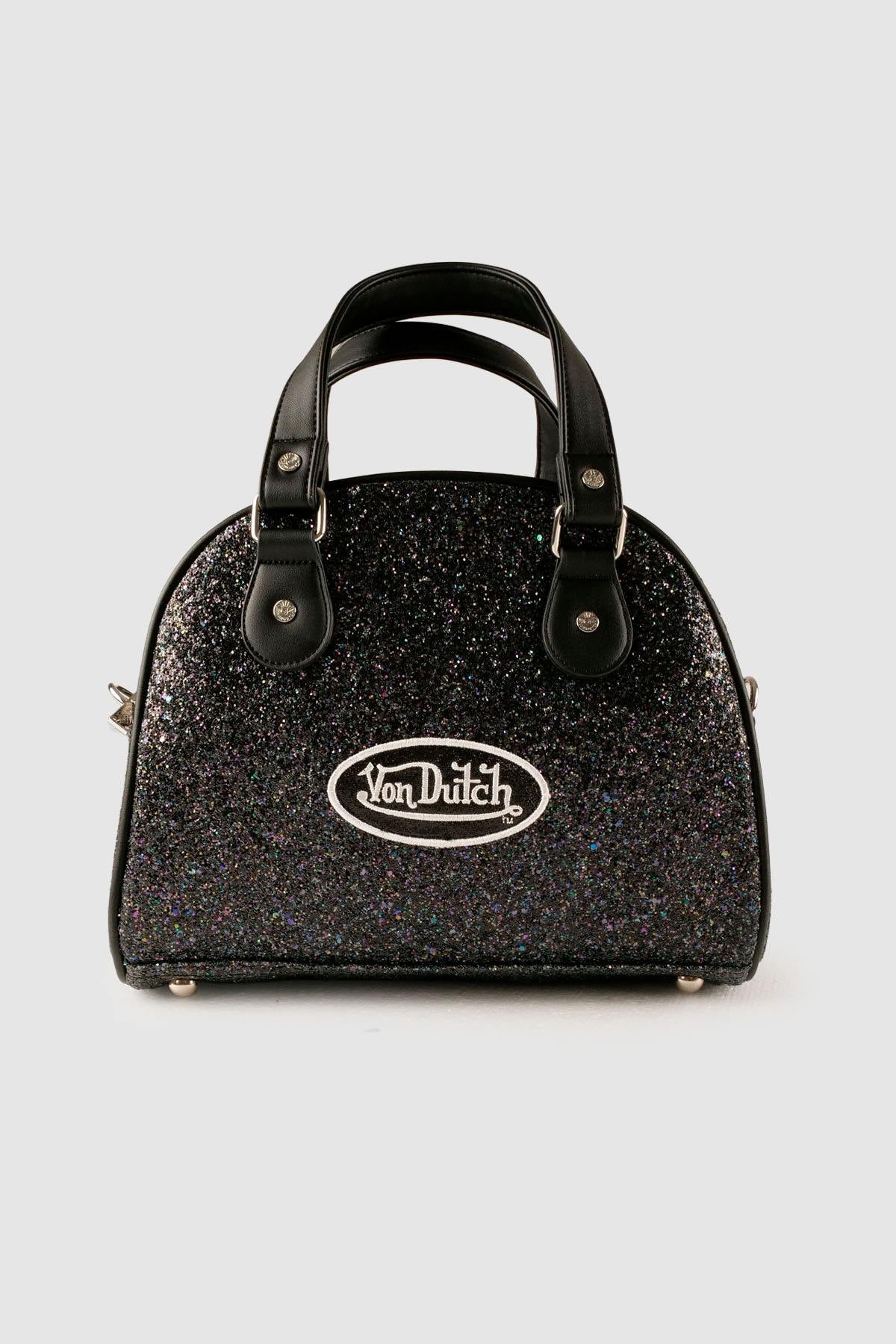 Black handbag with rhinestones and sequins - Image n°1