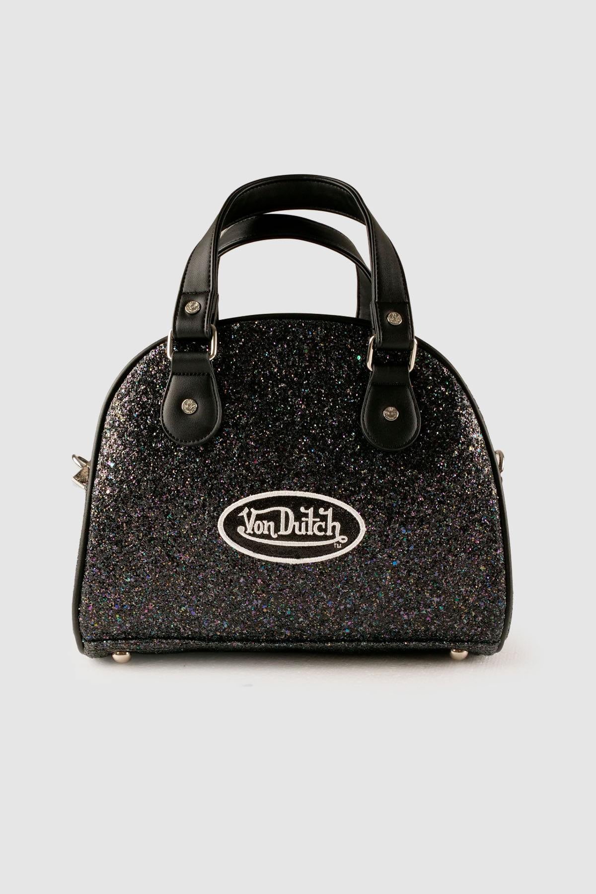Black handbag with rhinestones and sequins - Image n°1