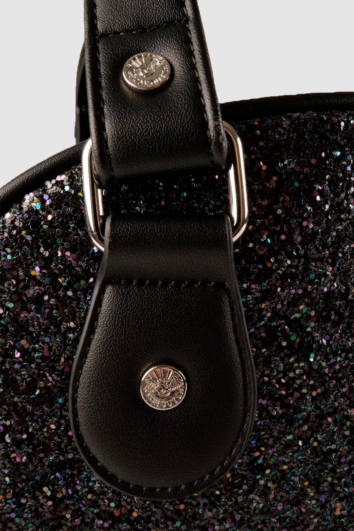 Black handbag with rhinestones and sequins - Image n°2