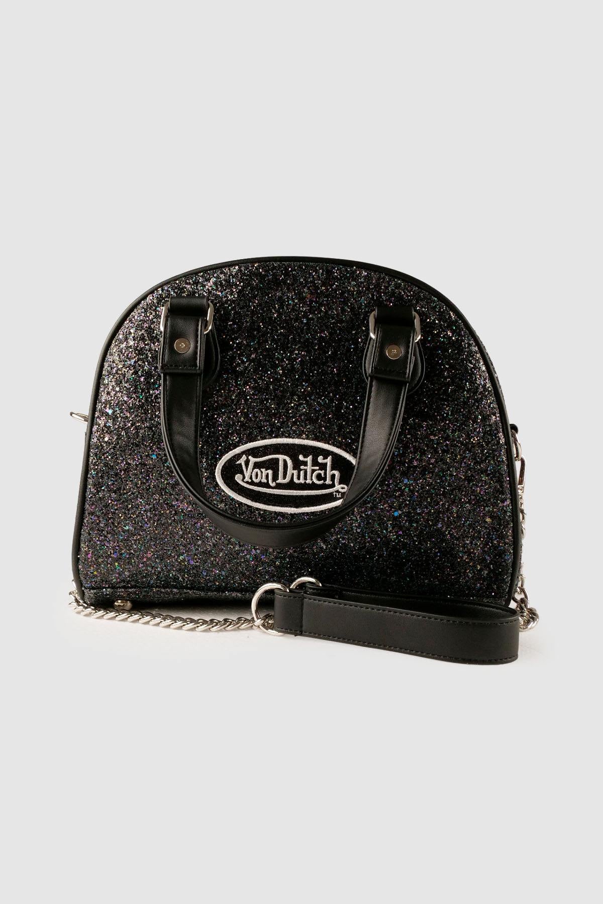 Black handbag with rhinestones and sequins - Image n°4
