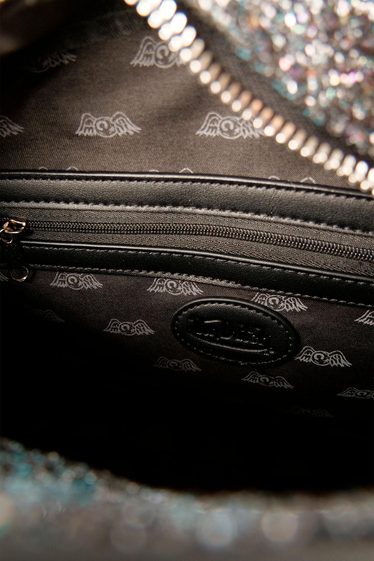 Black handbag with rhinestones and sequins - Image n°5