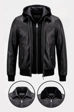 Versatile 3-in-1 black leather jacket - Image n°1