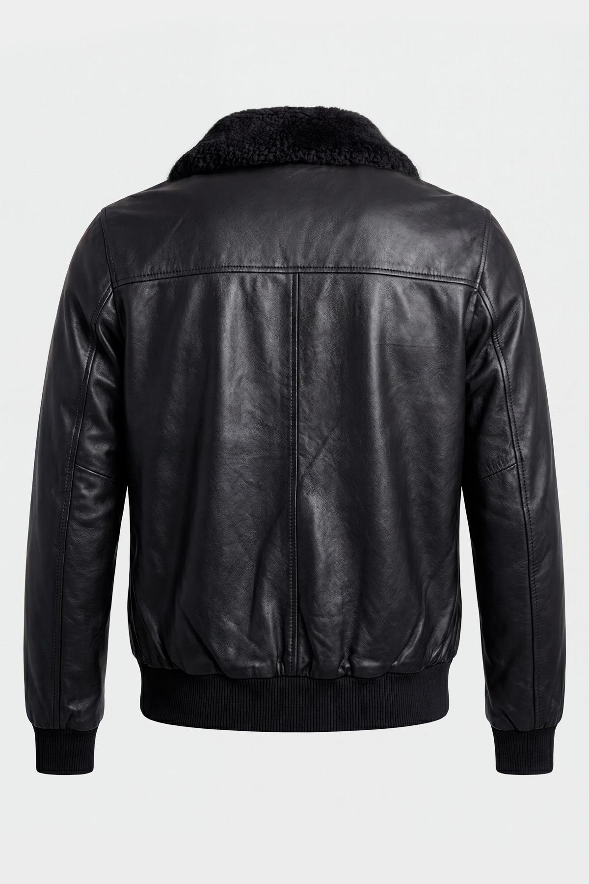 Versatile 3-in-1 black leather jacket - Image n°4