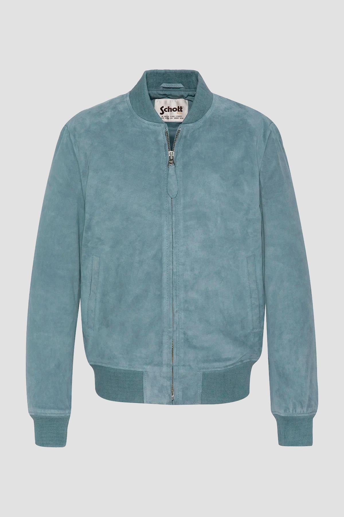 Sky blue suede teddy bear - Image n°1